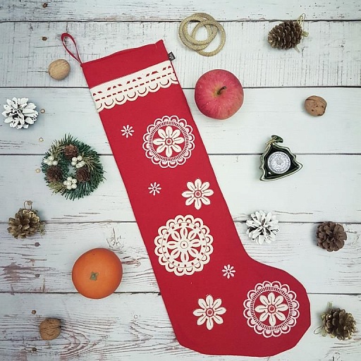 картинка носок рождественский RED от интернет магазина